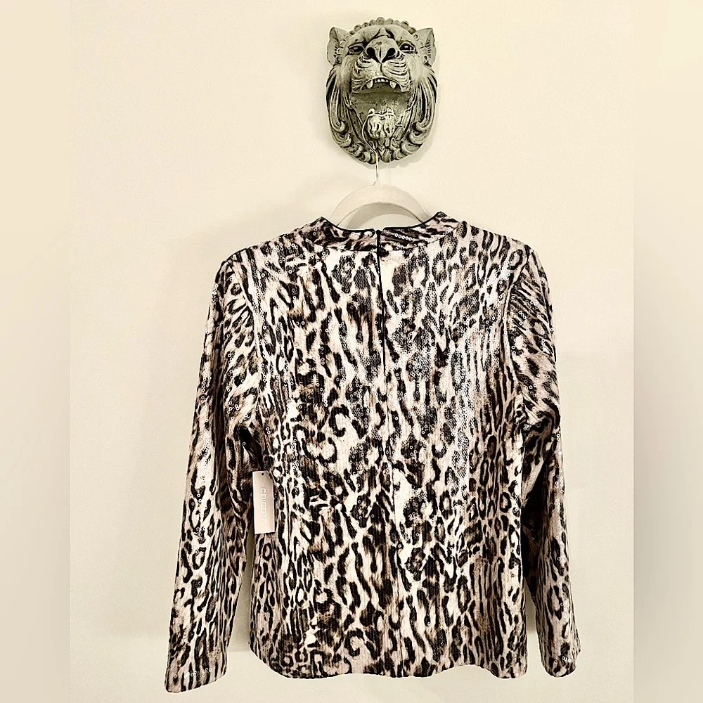 NWT Chico’s Cheetah-Print Sequin Top - Picture 9 of 12